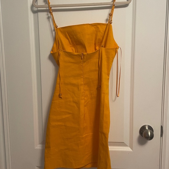 Zara orange draped linen mini dress - Picture 3 of 4